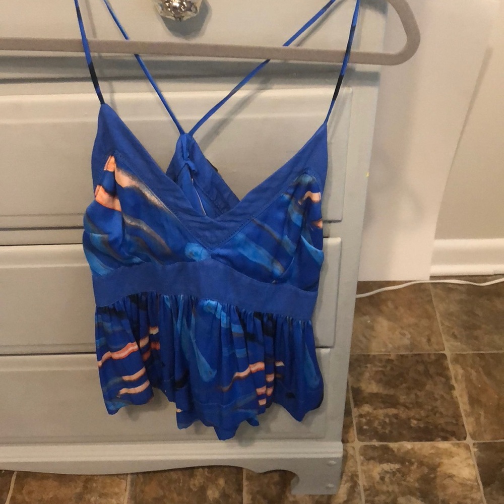 FREE PEOPLE BLUE PRINTED TANK